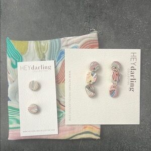 NWOT - clay dangle earrings and studs